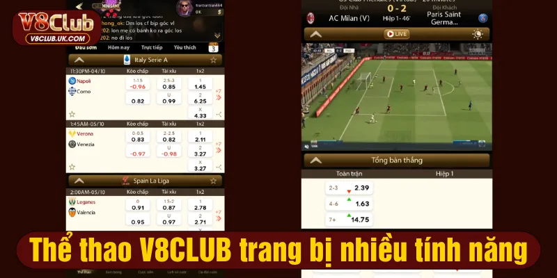 Thể thao V8CLUB trang bị nhiều tính năng